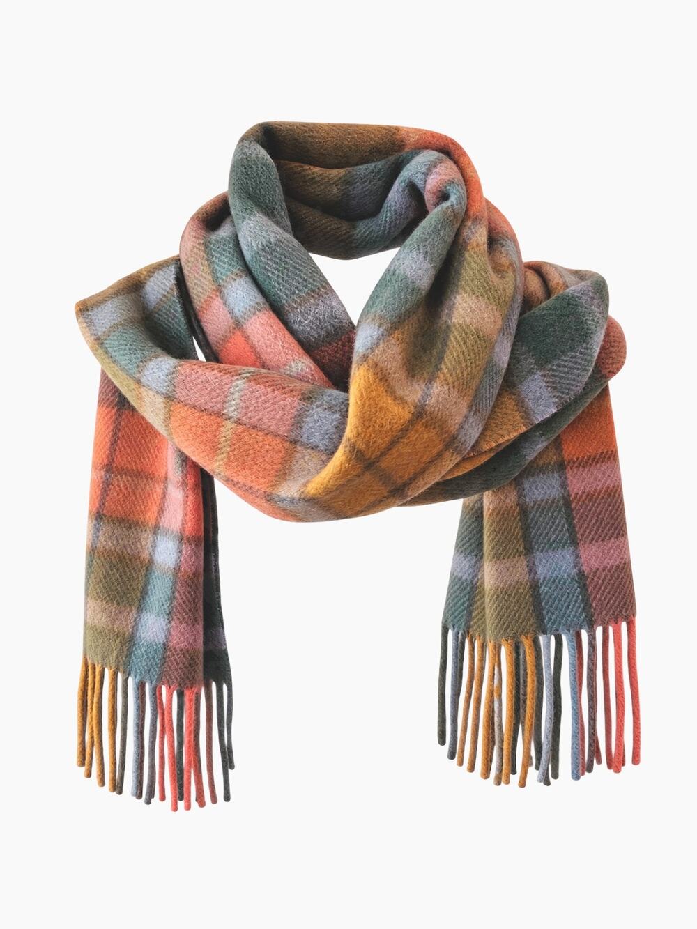 Eagles Glen Tartan/Plaid Fringed 100% Cashmere Scarf